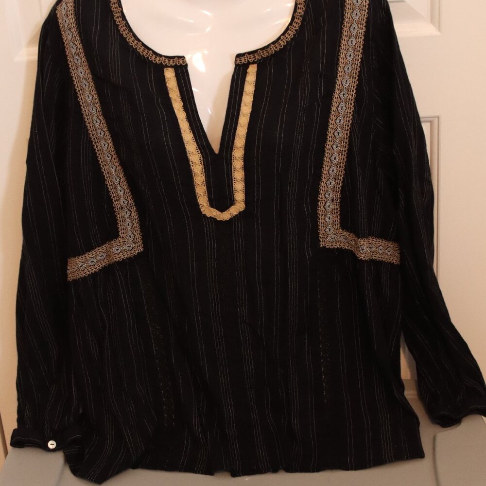 J. Jill Black embroidered /lace Tunic Top size 2X - Picture 5 of 16